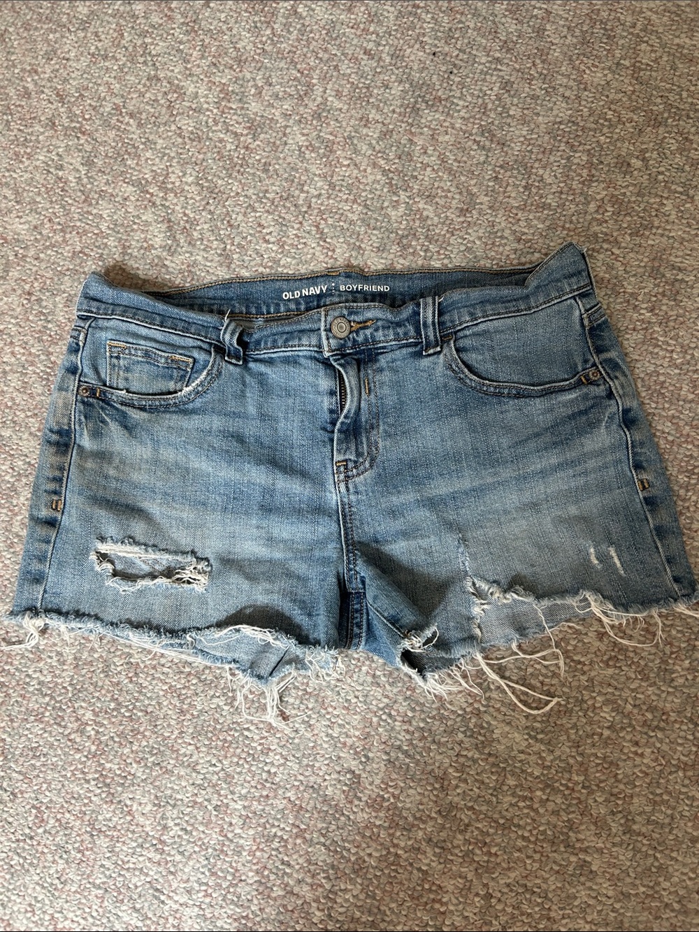 Old Navy Light Blue Distressed Boyfriend Jean Shorts-size 6